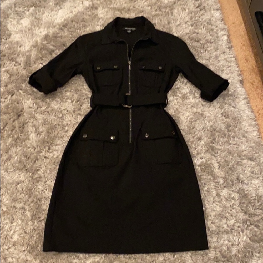 Black belted sharagano shirt dress